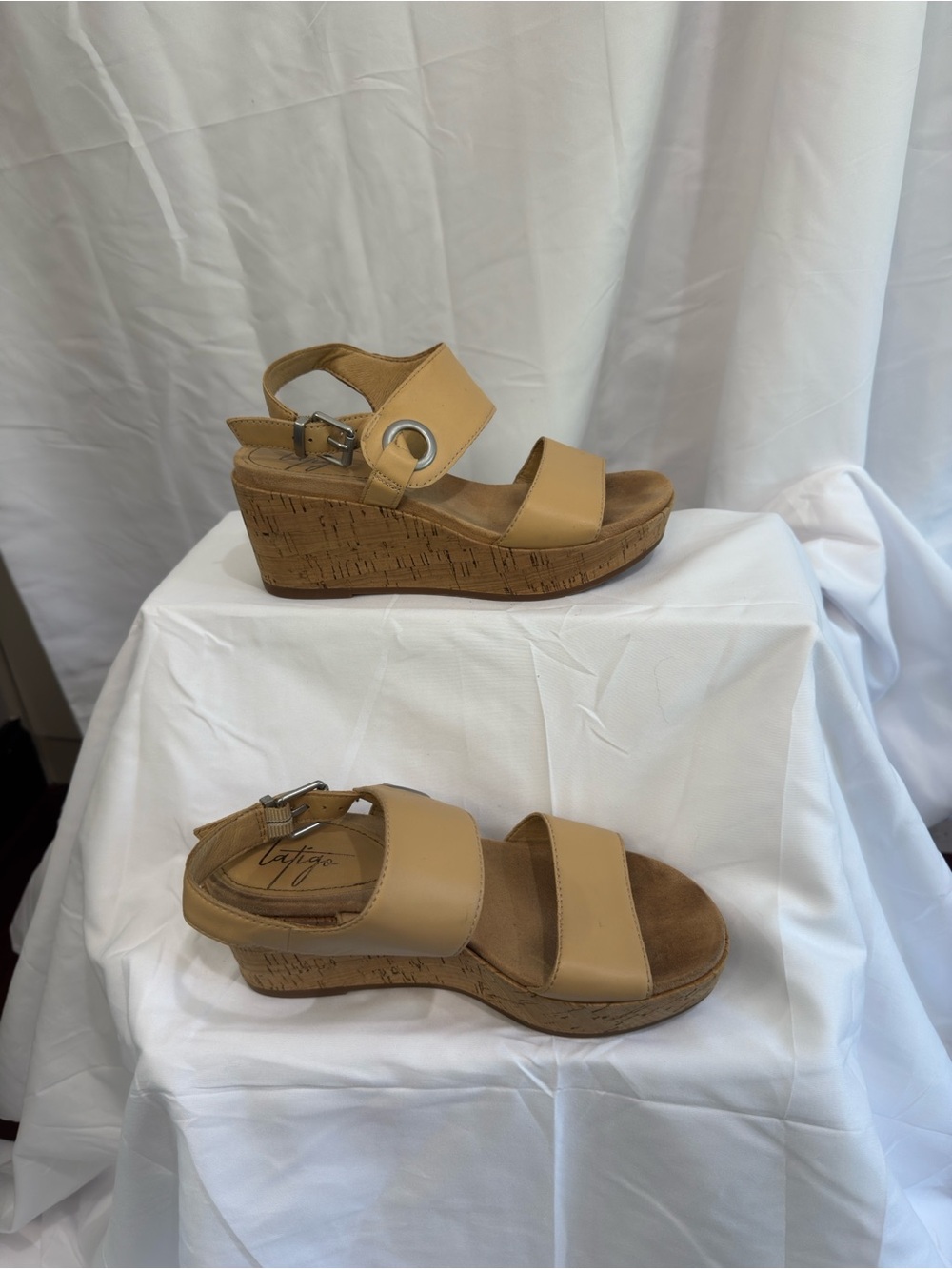 Latigo Tan Wedge Sandals with Cork Platform